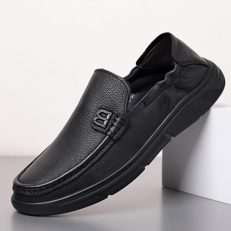 Herrenschuhe Weiche Sohle Weiche Leder-Loafer Slipper Herren Lederschuhe Mittleren Alters und Älterer Leder Schaffell Freizeitschuhe Papa Schuhe 44 von Joom DACH