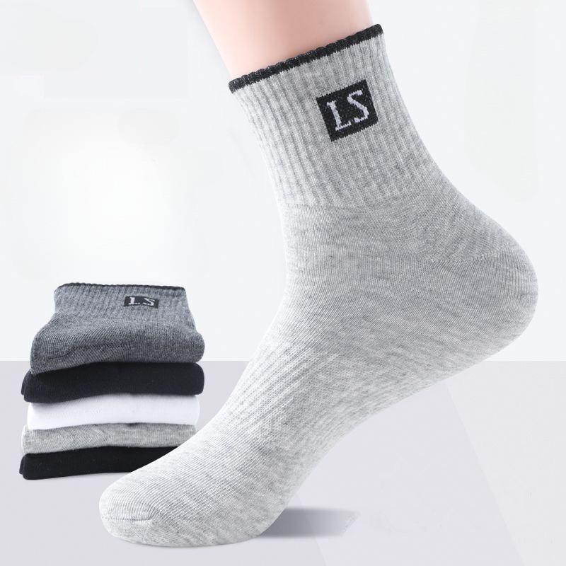 Herrensocken Frühling und Herbst Tragbare Schweißabsorbierende Atmungsaktive Socken Herren Mittelwaden-Socken Mittellange Lässige Sportsocken One size grau von Joom DACH