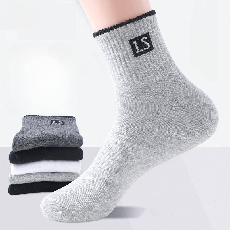 Herrensocken Frühling und Herbst Tragbare Schweißabsorbierende Atmungsaktive Socken Herren Mittelwaden-Socken Mittellange Lässige Sportsocken One size grau von Joom DACH