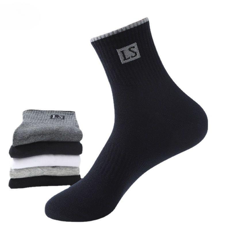 Herrensocken Frühling und Herbst Tragbare Schweißabsorbierende Atmungsaktive Socken Herren Mittelwaden-Socken Mittellange Lässige Sportsocken One size schwarz von Joom DACH