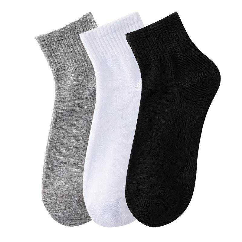 Herrensocken in Mittelrohrform, einfarbig, Baumwolle, lässige Outdoor-Sportsocken für Männer 3 pairs bunt von Joom DACH