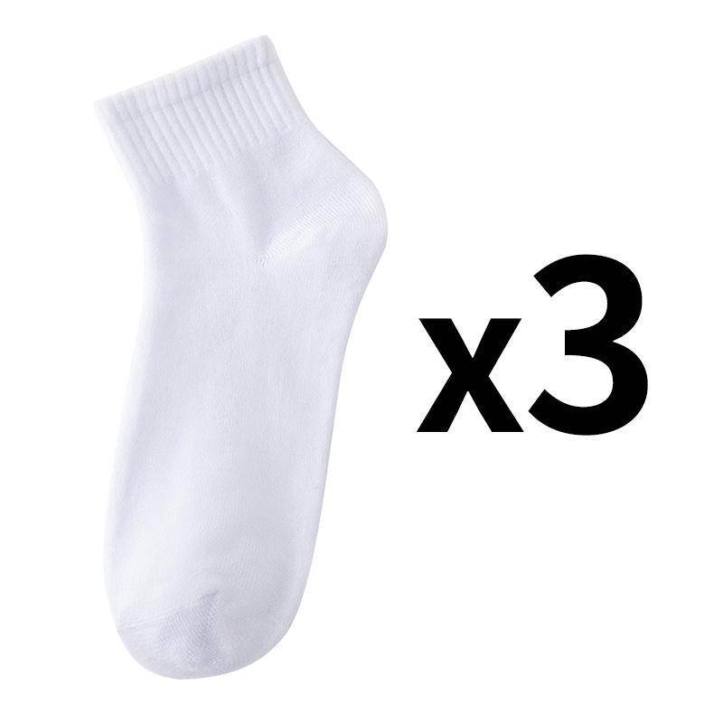 Herrensocken in Mittelrohrform, einfarbig, Baumwolle, lässige Outdoor-Sportsocken für Männer 3 pairs weiß von Joom DACH