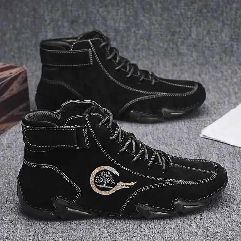 Herrenstiefel Luxus-Loafer-Schuhe für Herren, lässig, Leder, luxuriöse High-Top-Sneaker, Motorradstiefeletten, Neu bei Schuhen 38 von Joom DACH