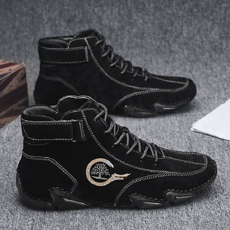 Herrenstiefel Luxus-Loafer-Schuhe für Herren, lässig, Leder, luxuriöse High-Top-Sneaker, Motorradstiefeletten, Neu bei Schuhen 38 von Joom DACH