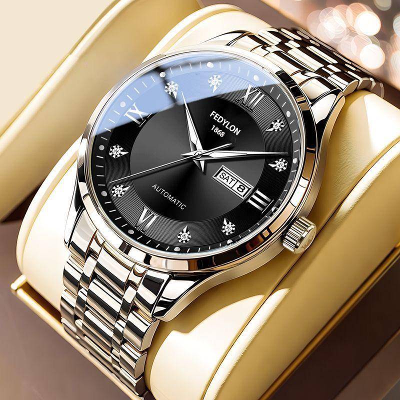 Herrenuhr Herren Vollautomatische Mechanische Uhr Stahlband Herren Business Wasserdichte Quarzuhr Minimum von Joom DACH