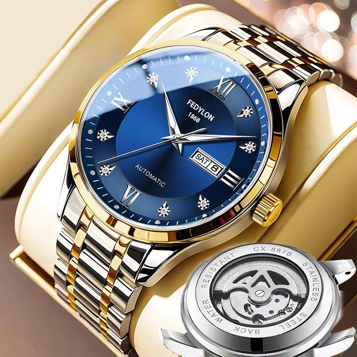 Herrenuhr Herren Vollautomatische Mechanische Uhr Stahlband Herren Business Wasserdichte Quarzuhr Minimum von Joom DACH