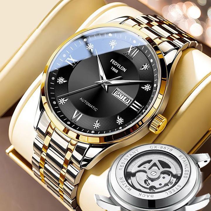 Herrenuhr Herren Vollautomatische Mechanische Uhr Stahlband Herren Business Wasserdichte Quarzuhr Minimum von Joom DACH