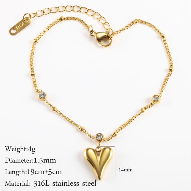 Herz Fußkettchen Edelstahl Zarte Fußkettchen Für Frauen Gold Farbe Kette Fußkettchen Armbänder Verblassen Nicht Fußkettchen Schmuck Frauen 19CM von Joom DACH