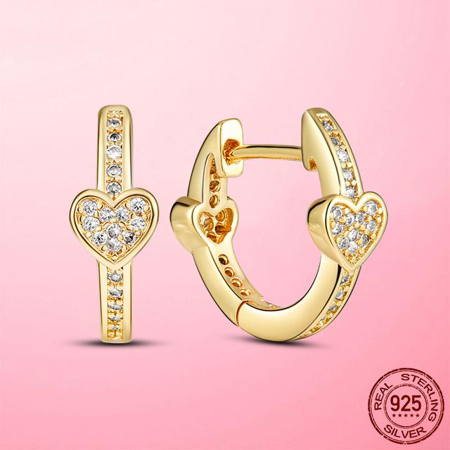 Herz-Ohrringe, 925er Sterlingsilber, Roségold, Herz-zu-Herz-Creolen für Damen, modischer Silberohrring, Schmuckgeschenk von Joom DACH