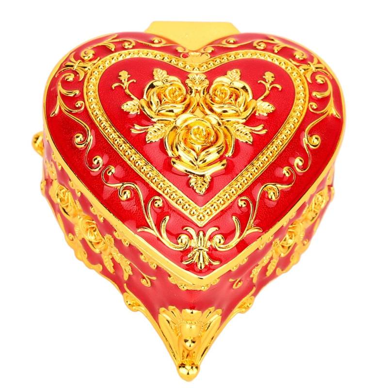 Herzförmige Schmuckschatulle Weiche Samtfütterung Damen Mädchen Vintage Schmuckaufbewahrungsbox für Ohrringe rot von Joom DACH