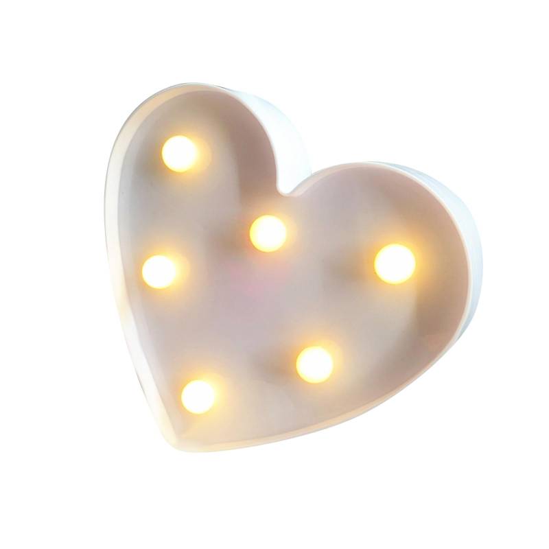 Herzförmiges Design, LED-Licht, stehendes Schild mit Glühbirnen, Nachtlampe, warmweißes, konstant helles Licht weiß von Joom DACH