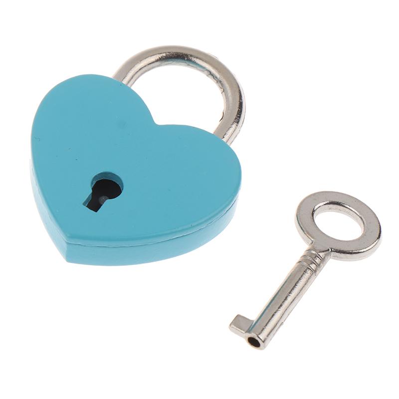 Herzförmiges Vorhängeschloss, Gepäck-Hardware-Schlösser mit Schloss für Schmuckschatulle, Tagebuch, Buch blau von Joom DACH