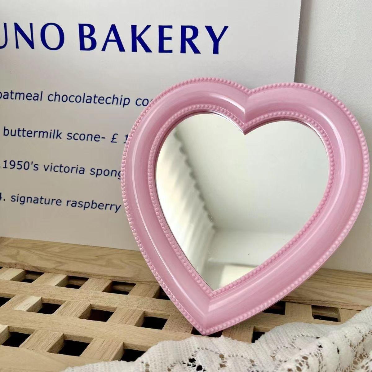 Herzspiegel Kosmetikspiegel Dekospiegel Mädchen Herz Studentenwohnheim Spiegel Wohnkultur Wohnzimmer Dekoration Wanddeko rosa von Joom DACH