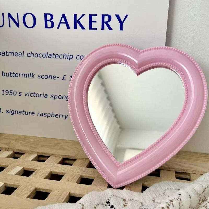 Herzspiegel Kosmetikspiegel Dekospiegel Mädchen Herz Studentenwohnheim Spiegel Wohnkultur Wohnzimmer Dekoration Wanddeko rosa von Joom DACH
