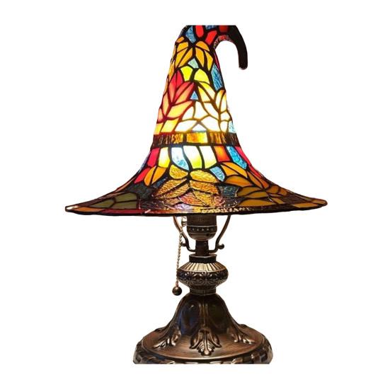Hexenhut Lampe Buntglas Harz Zaubererhut Licht Gruselige Gotische Tischlampe Dekorative Stehlampe für Indoor Party Spooky Halloween Schlafzimmer Small bunt von Joom DACH
