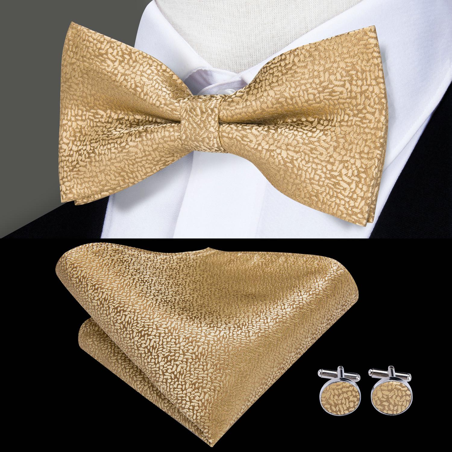 Hi-Tie Herren-Fliege-Set, hochwertig, lässig, für formelle Hochzeit, Party, Krawatten für Herren, Fliege/Manschettenknöpfe/Einstecktuch 738 von Joom DACH