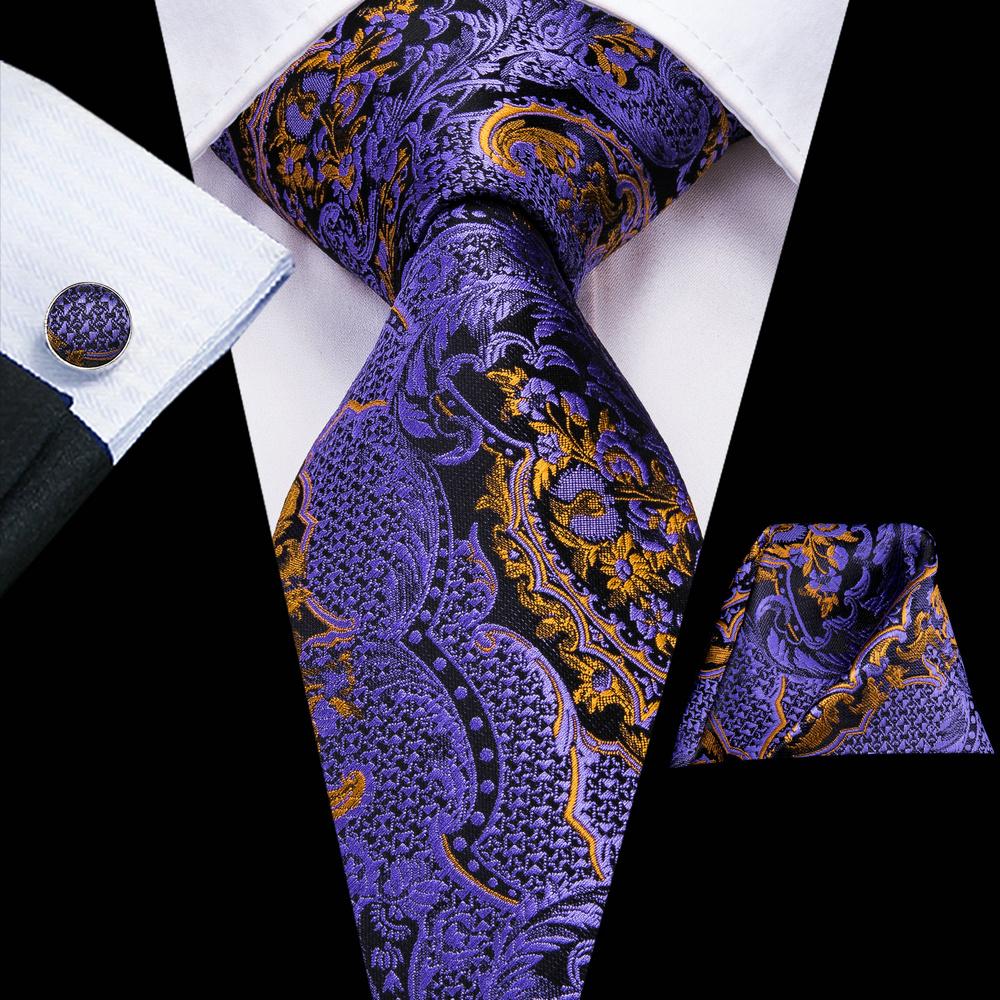 Hi-Tie Herren-Krawatte aus Paisley-Seide, geschäftlich, Hochzeit, Einstecktuch, Manschettenknöpfe N-3210 von Joom DACH