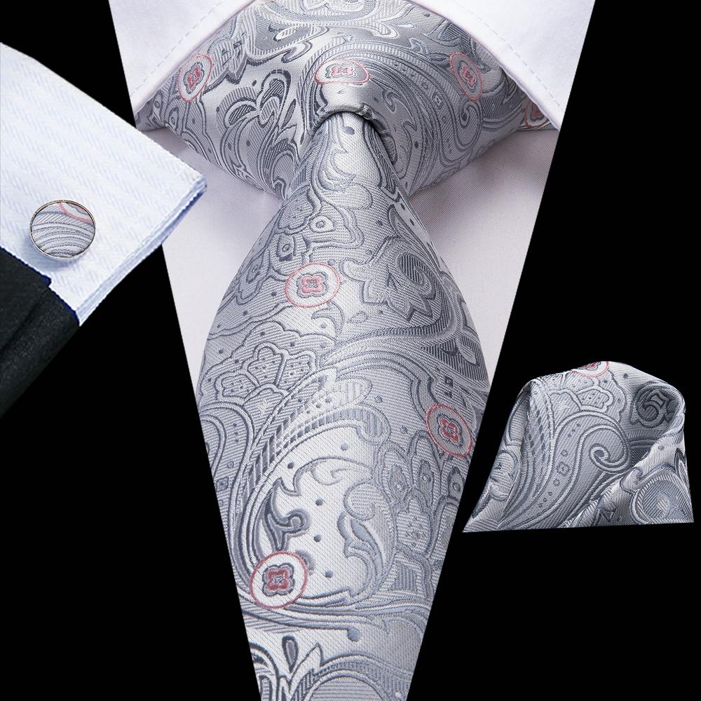 Hi-Tie Herren-Krawatte aus Paisley-Seide, geschäftlich, Hochzeit, Einstecktuch, Manschettenknöpfe N-3246 von Joom DACH