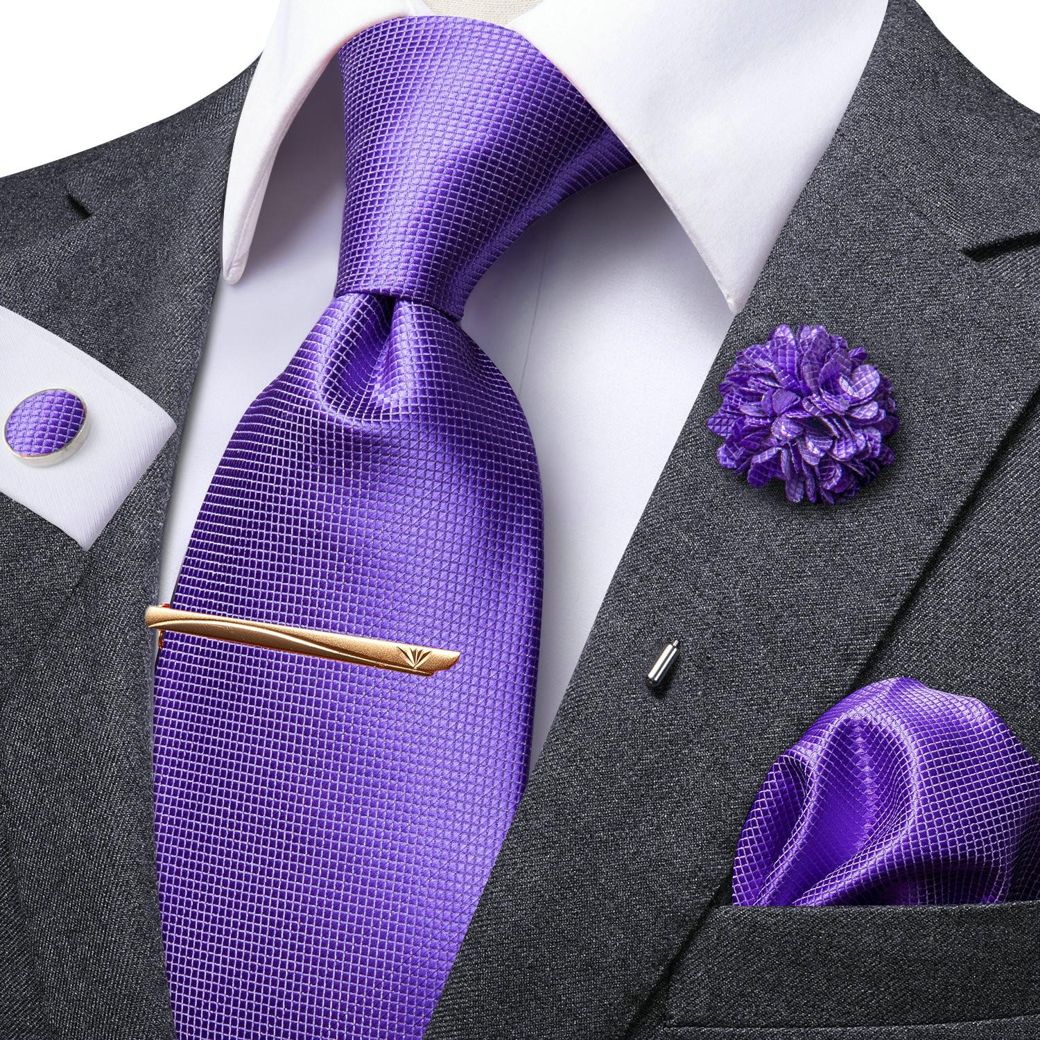 Hi-Tie Herren-Krawatten-Set aus Seide, Broschennadel, Krawatte, Einstecktuch, Manschettenknöpfe, Krawattenklammer für geschäftliche Hochzeit N-0416 von Joom DACH