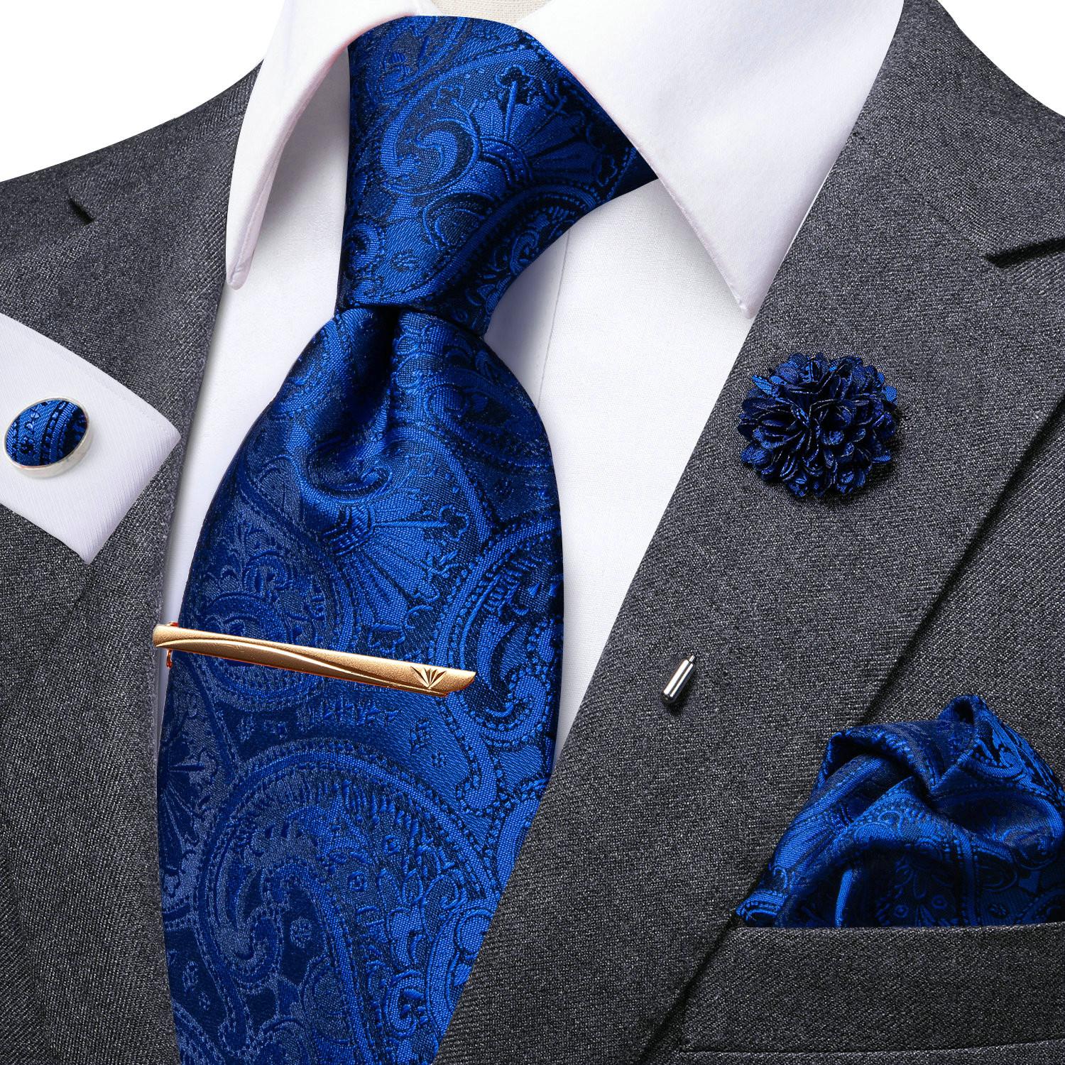 Hi-Tie Herren-Krawatten-Set aus Seide, Broschennadel, Krawatte, Einstecktuch, Manschettenknöpfe, Krawattenklammer für geschäftliche Hochzeit N-1435 von Joom DACH