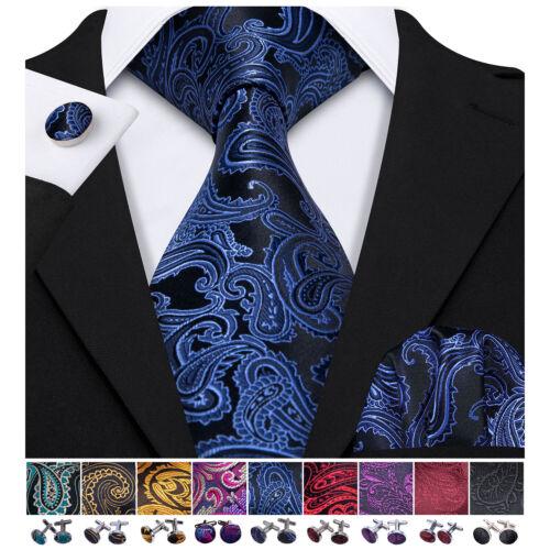Hi-Tie Herren-Krawatten-Set aus Seide, gestreift, Paisleymuster, solide Krawatte, Einstecktuch, Manschettenknöpfe N-0981 von Joom DACH