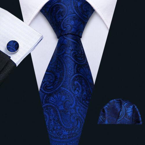 Hi-Tie Herren-Krawatten-Set aus Seide, gestreift, Paisleymuster, solide Krawatte, Einstecktuch, Manschettenknöpfe N-1435 von Joom DACH