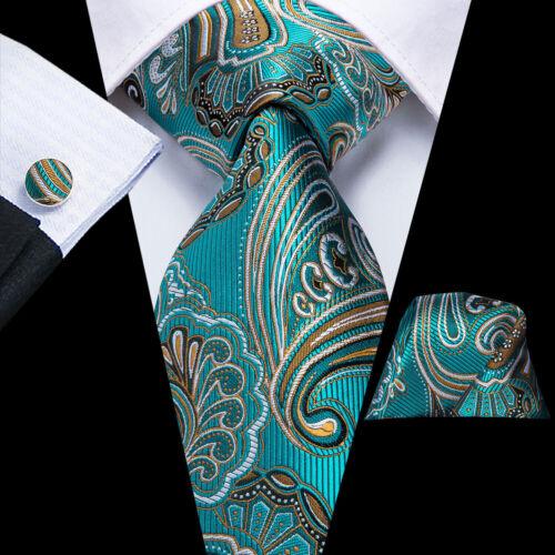 Hi-Tie Herren-Krawatten-Set aus Seide, gestreift, Paisleymuster, solide Krawatte, Einstecktuch, Manschettenknöpfe N-3200 von Joom DACH