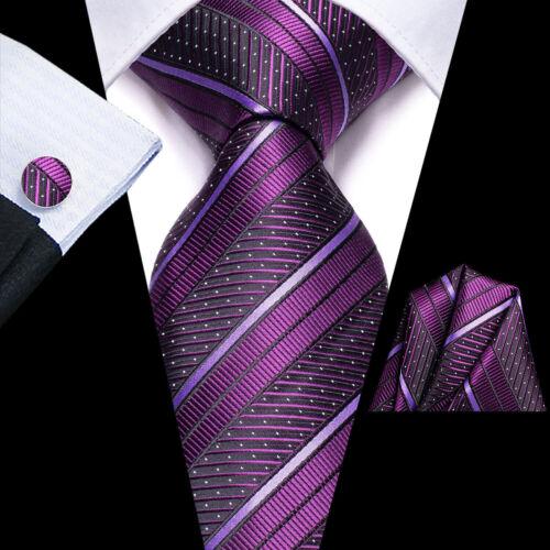 Hi-Tie Herren-Krawatten-Set aus Seide, gestreift, Paisleymuster, solide Krawatte, Einstecktuch, Manschettenknöpfe N-3474 von Joom DACH