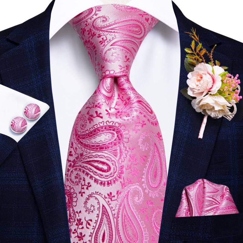Hi-Tie Herren Seidenkrawatte Bräutigam Hochzeitsanzug Corsage Krawatte Einstecktuch Manschettenknöpfe Set N-0379 von Joom DACH