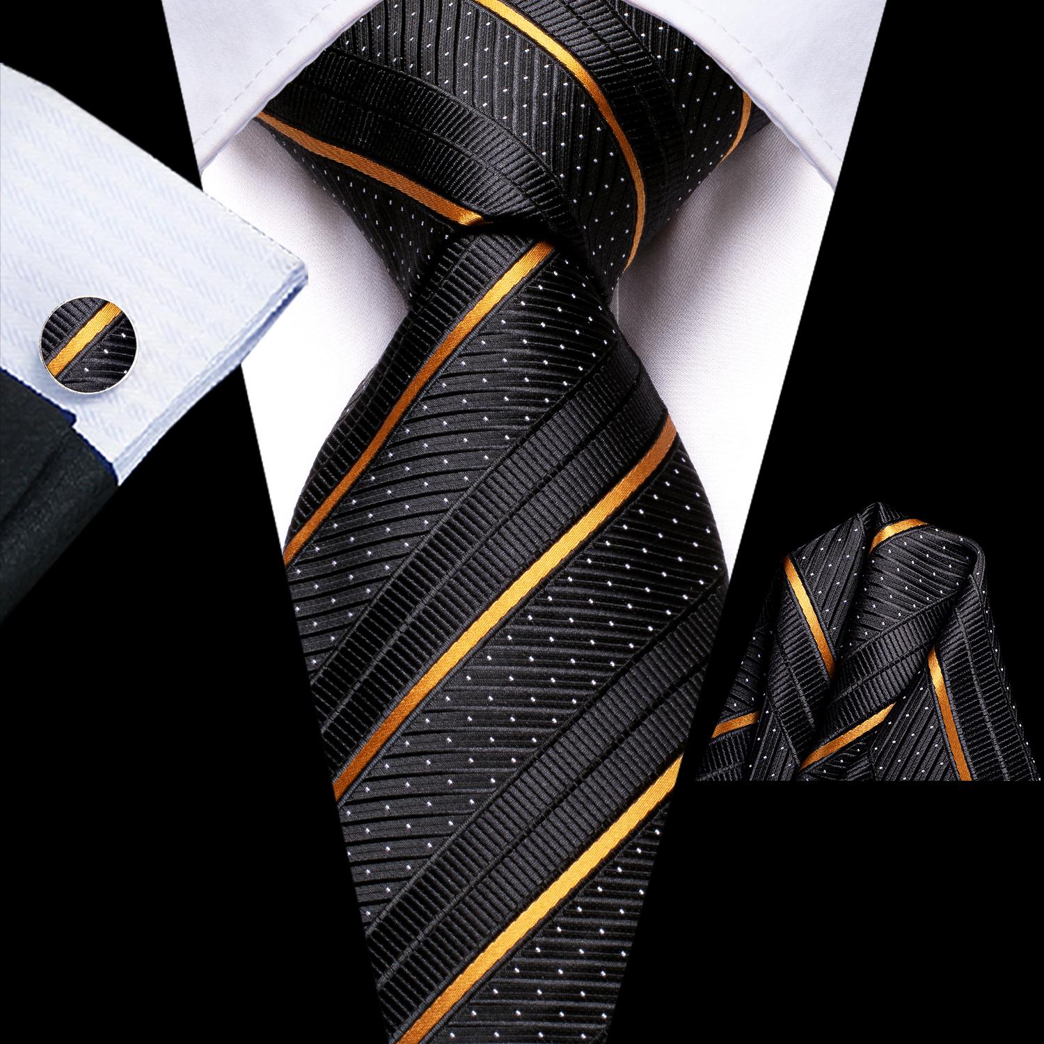 Hi-Tie-Krawatten für Herren, Seidenkrawatten-Sets, Einstecktuch, Manschettenknöpfe, Hochzeit, formelle Business-Party, Herren-Krawatten-Sets 3473 von Joom DACH