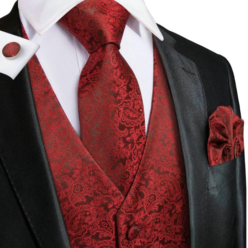 Hi-Tie-Smoking-Weste für Herren, Anzug, Weste, Krawatte, Taschentuch, Manschettenknöpfe, Set für Hochzeitsgeschäft 2XL von Joom DACH