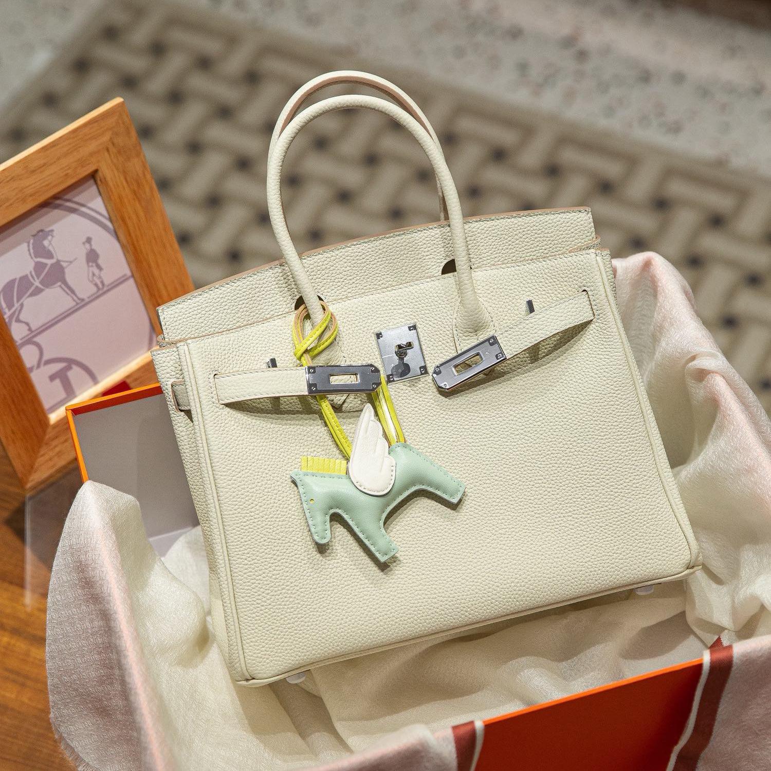 High Ding Litschi-Muster Togo Rindsleder Innennaht Safi Faden Platin Tasche Große Kapazität 25/30 Crossbody Handtasche 30x17x22cm von Joom DACH