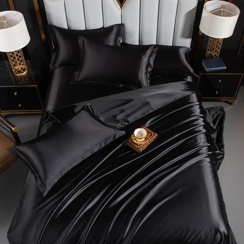 High-End-Home-Emulation Seidensatin-Bettwäsche-Set, luxuriöses Einzel- und Doppel-Bettbezug-Set, hochwertige King-Queen-Size-Bettsets 220x240cm 1pc cover von Joom DACH