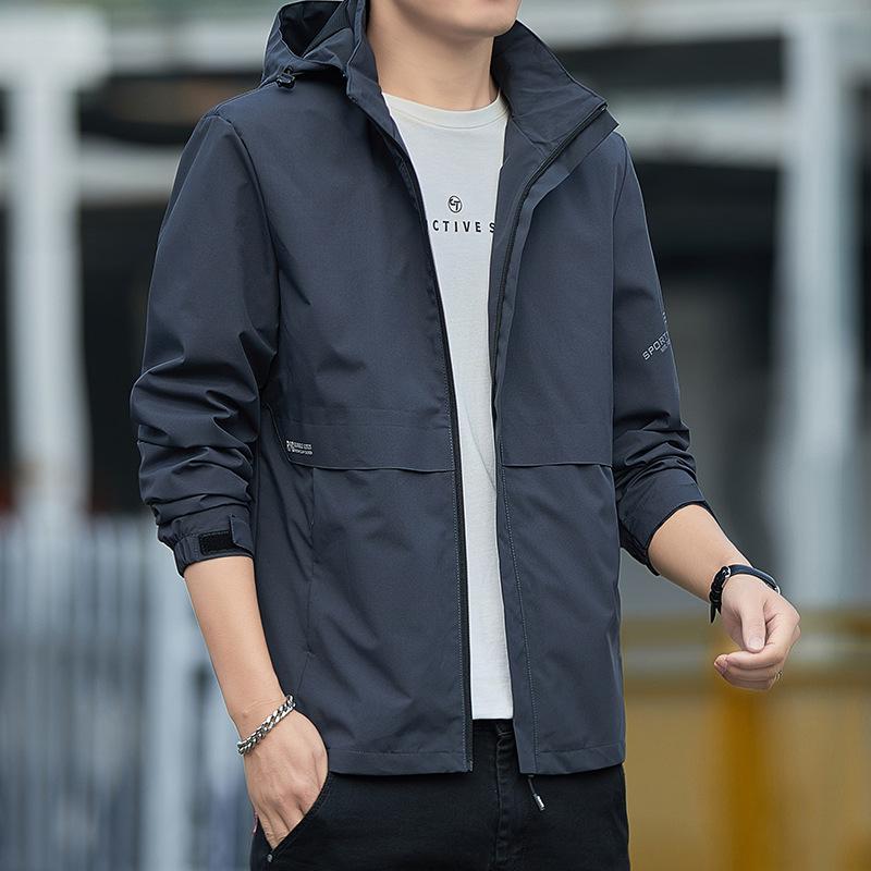 High-End Jacke für Herren Frühling und Herbst Neu Jugendfarbe Farbe Kapuze Dünn Lässig Winddicht Wasserdicht Jacke 5XL von Joom DACH