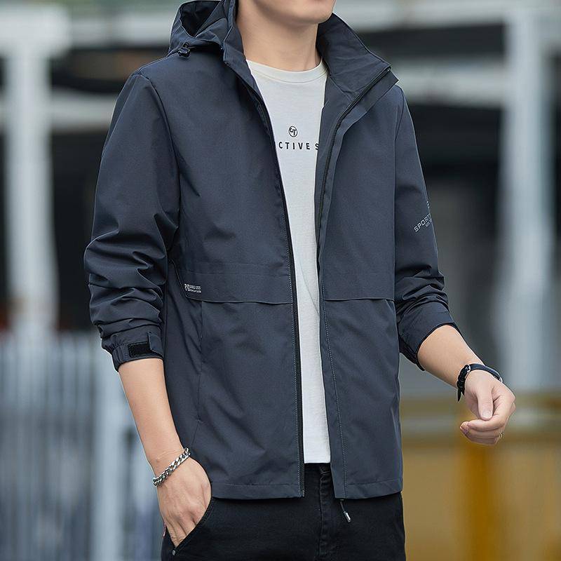 High-End Jacke für Herren Frühling und Herbst Neu Jugendfarbe Farbe Kapuze Dünn Lässig Winddicht Wasserdicht Jacke 5XL von Joom DACH