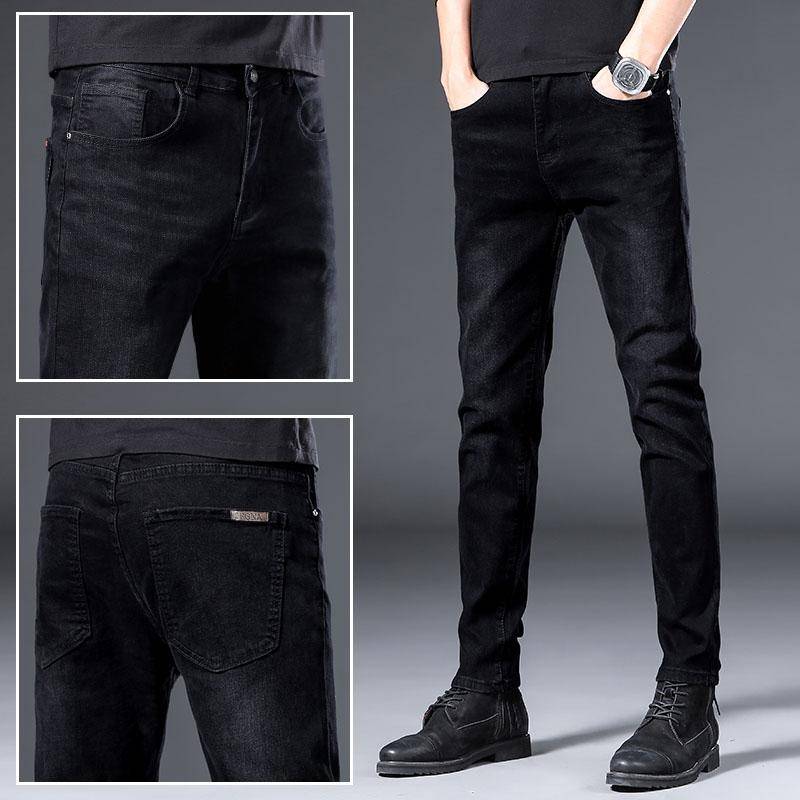 High-End Slim Fit Straight-Leg Jeans für Herren, Vier Jahreszeiten Neu Premium Leichter Luxus Trendmarke Herren Freizeithose 29 schwarz von Joom DACH