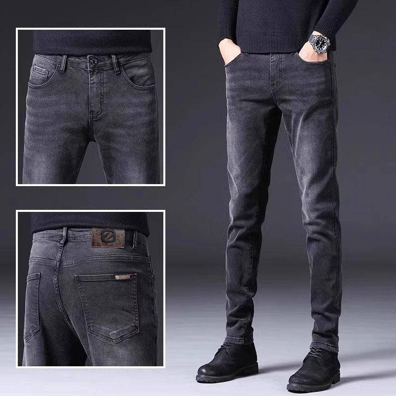 High-End Slim Fit Straight-Leg Jeans für Herren, Vier Jahreszeiten Neu Premium Leichter Luxus Trendmarke Herren Freizeithose 31 graue von Joom DACH
