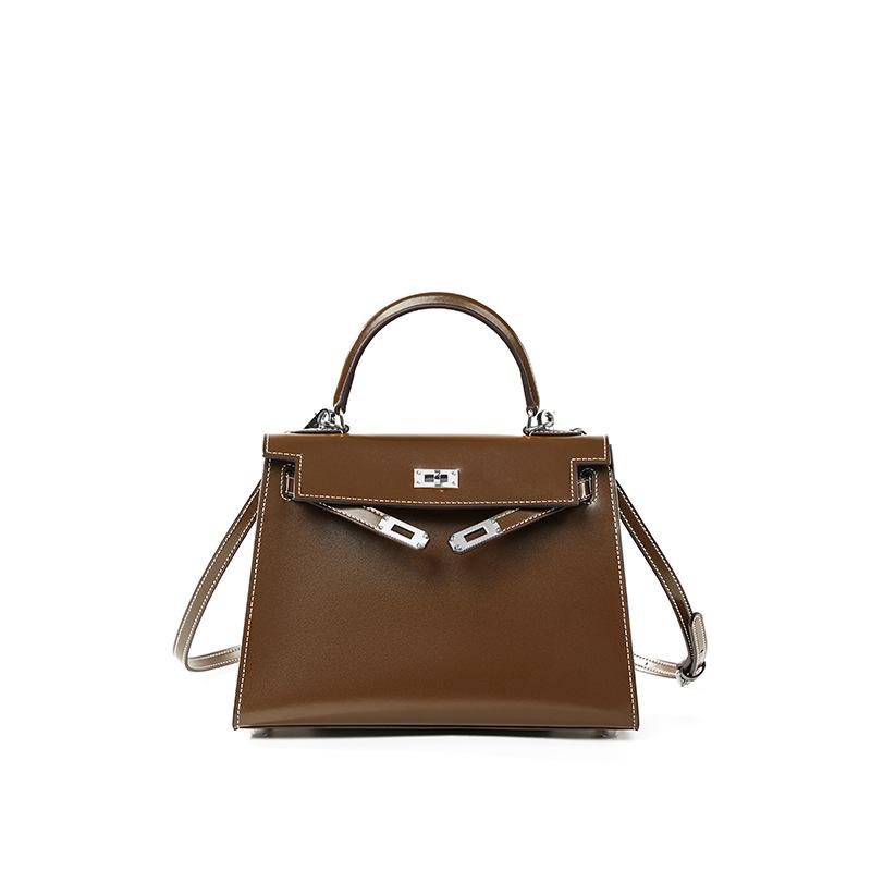 High-End Version Tasche Zweite Generation BOX Gemustertes Rindsleder Mini Handtasche Neue High-End Leder Damen Umhängetasche 19x6x14cm silber/khaki von Joom DACH