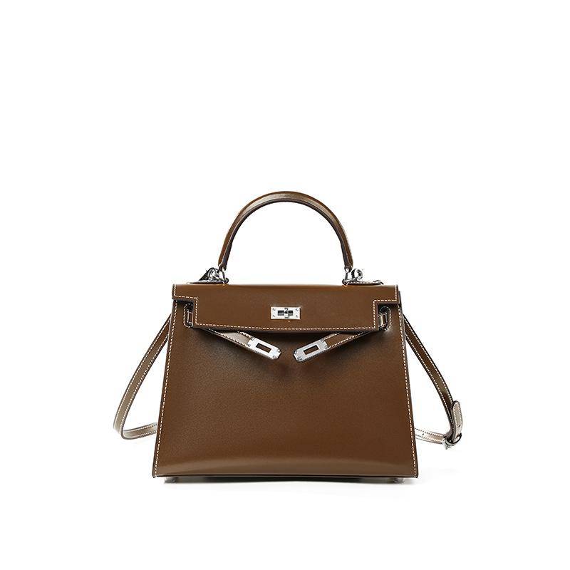 High-End Version Tasche Zweite Generation BOX Gemustertes Rindsleder Mini Handtasche Neue High-End Leder Damen Umhängetasche 19x6x14cm khaki/silber von Joom DACH