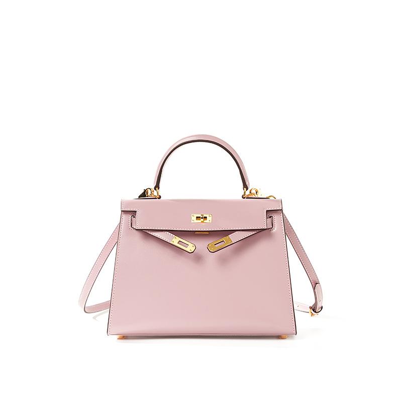 High-End Version Tasche Zweite Generation BOX Gemustertes Rindsleder Mini Handtasche Neue High-End Leder Damen Umhängetasche 19x6x14cm gold/rosa von Joom DACH