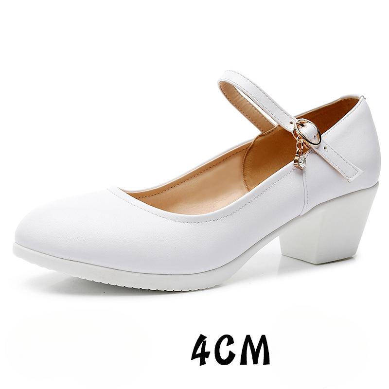 High Heels 4CM 6CM 8CM 10CM Plateaupumps Mujer Frühling Neue Mode Schnalle Einfarbig Schwarz Schuhe Frau PU Leder Wasserdichte Schuhe 43 von Joom DACH