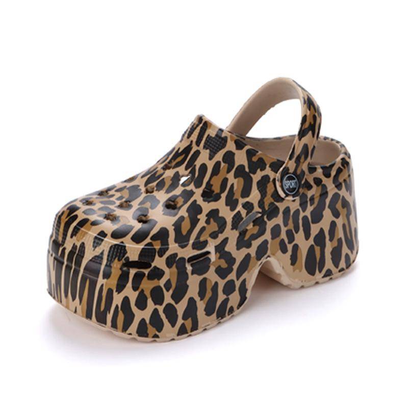High Heels Plattform Hausschuhe Maultiere Frauen Schuhe Sommer Strand Chunky Sandalen Designer Casual Flip-Flops Pumps Femme Rutschen 39-40 Leo-Print von Joom DACH
