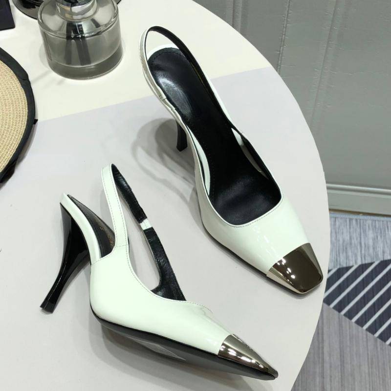 High Heels Stilettoabsatz Sommer Neu Elegant Metallische Eckige Zehenkappe Sandalen Für Damen Schuhe 36 von Joom DACH