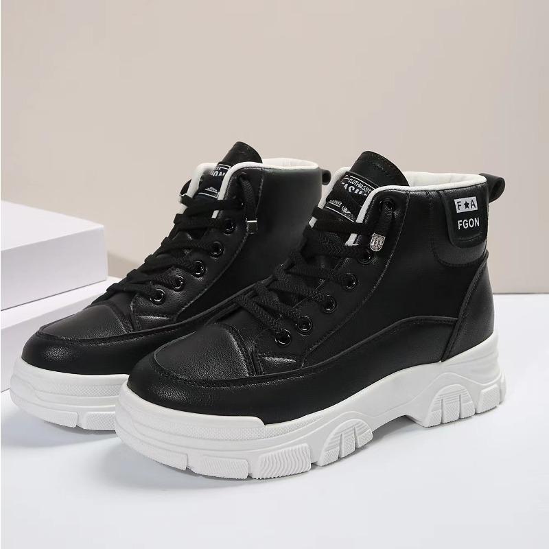 High-Top Schuhe Ins Trendige Damen Herbst Neu Britische Plateau Studenten Stiefeletten 43 schwarz von Joom DACH