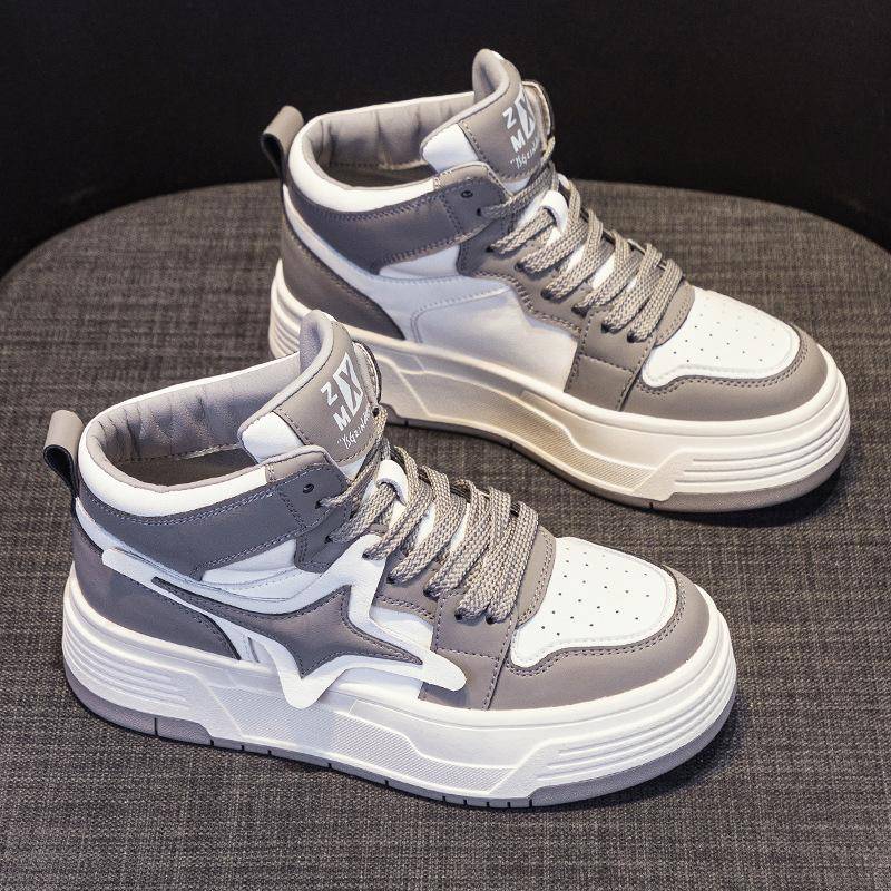 High Top weiße Schuhe Damen Neue Herbst- und Winterplattform Luftkissen Sport Casual Borad Schuhe Kinder All-Matching 40 graue von Joom DACH