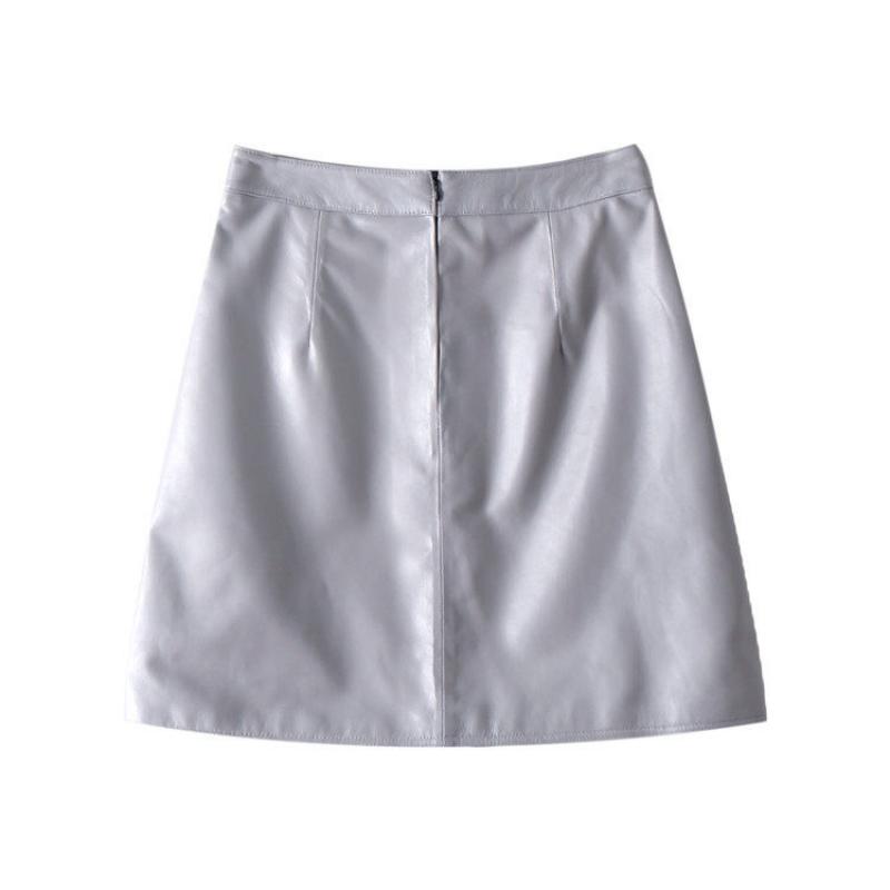 High Waist Miniröcke Damenmode Koreanischer Stil A-Linie PU Lederrock Damen Weiblich Fladas L grau von Joom DACH