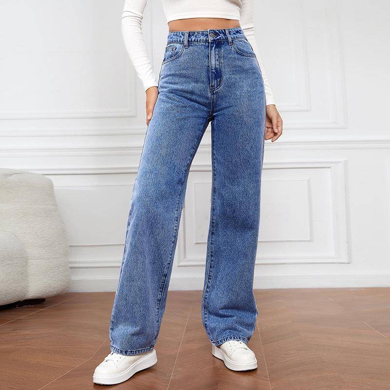 High-Waist Slim Straight Denim Jeans für Damen - Heißer Verkauf Europäischer & Amerikanischer Stil 3XL von Joom DACH