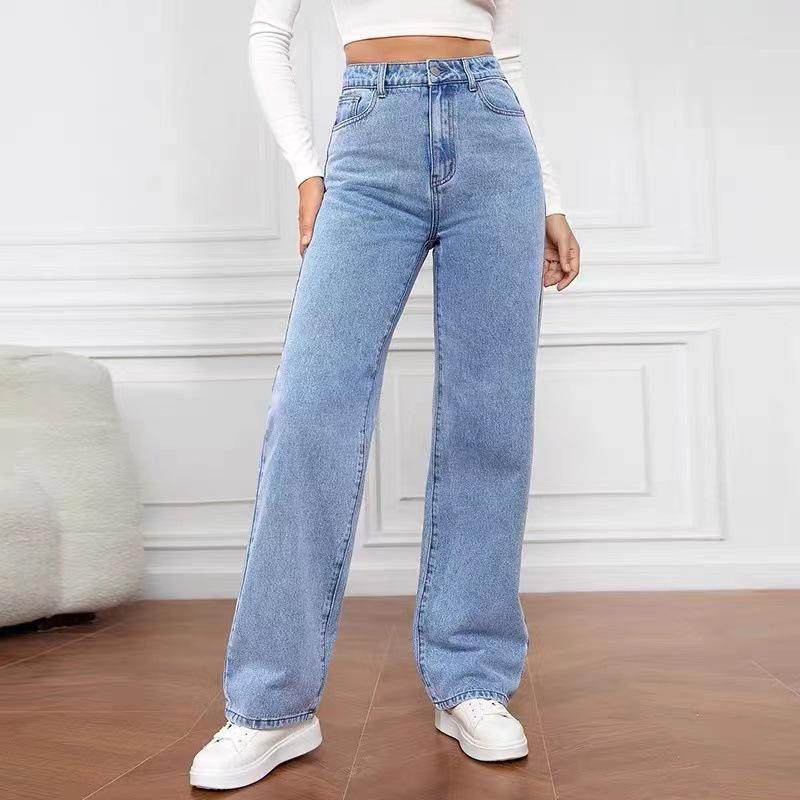 High-Waist Slim Straight Denim Jeans für Damen - Heißer Verkauf Europäischer & Amerikanischer Stil 6XL von Joom DACH