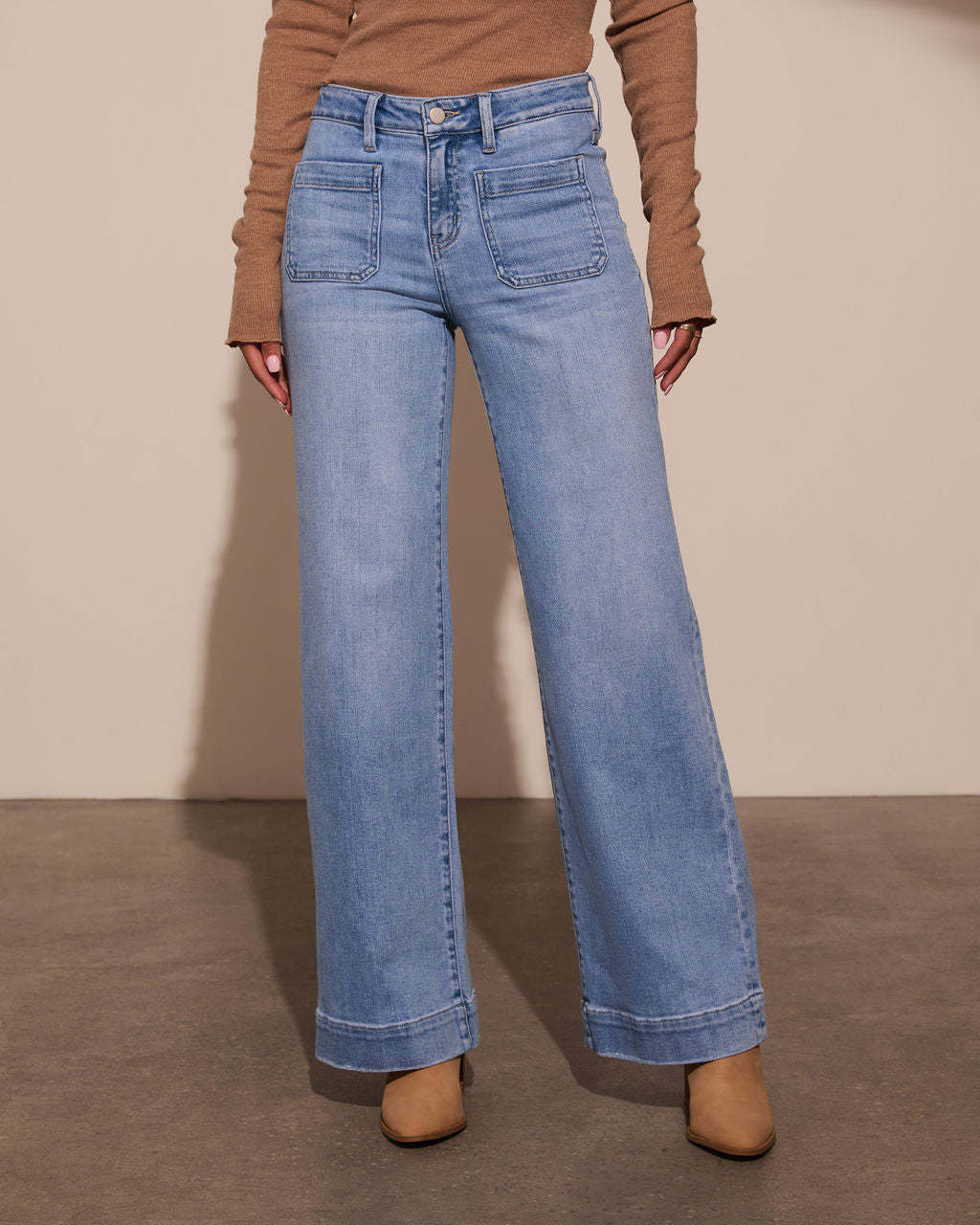 High Waist Straight Leg Jeans Damen Frühling Weites Bein Retro Hose XXL hellblaue von Joom DACH