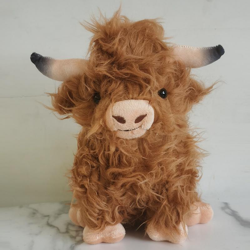 Highland Cows Stofftier, realistisches schottisches Kuh-Plüschtier, weiches Bauernhoftier, Rinder, Plüschpuppe, Geschenk für Erwachsene, Kinder, Jungen und Mädchen von Joom DACH